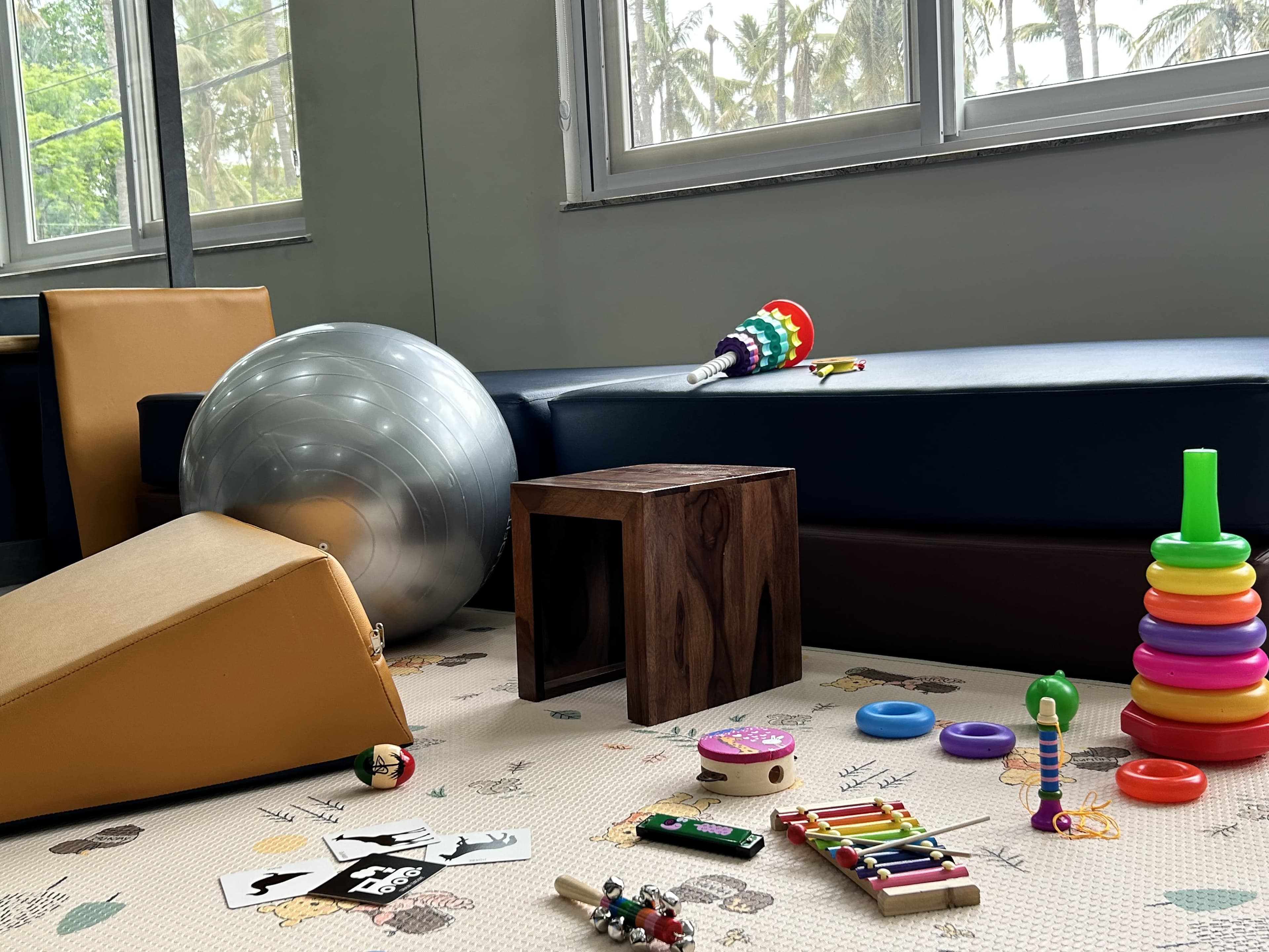 Children's play therapy room with natural light